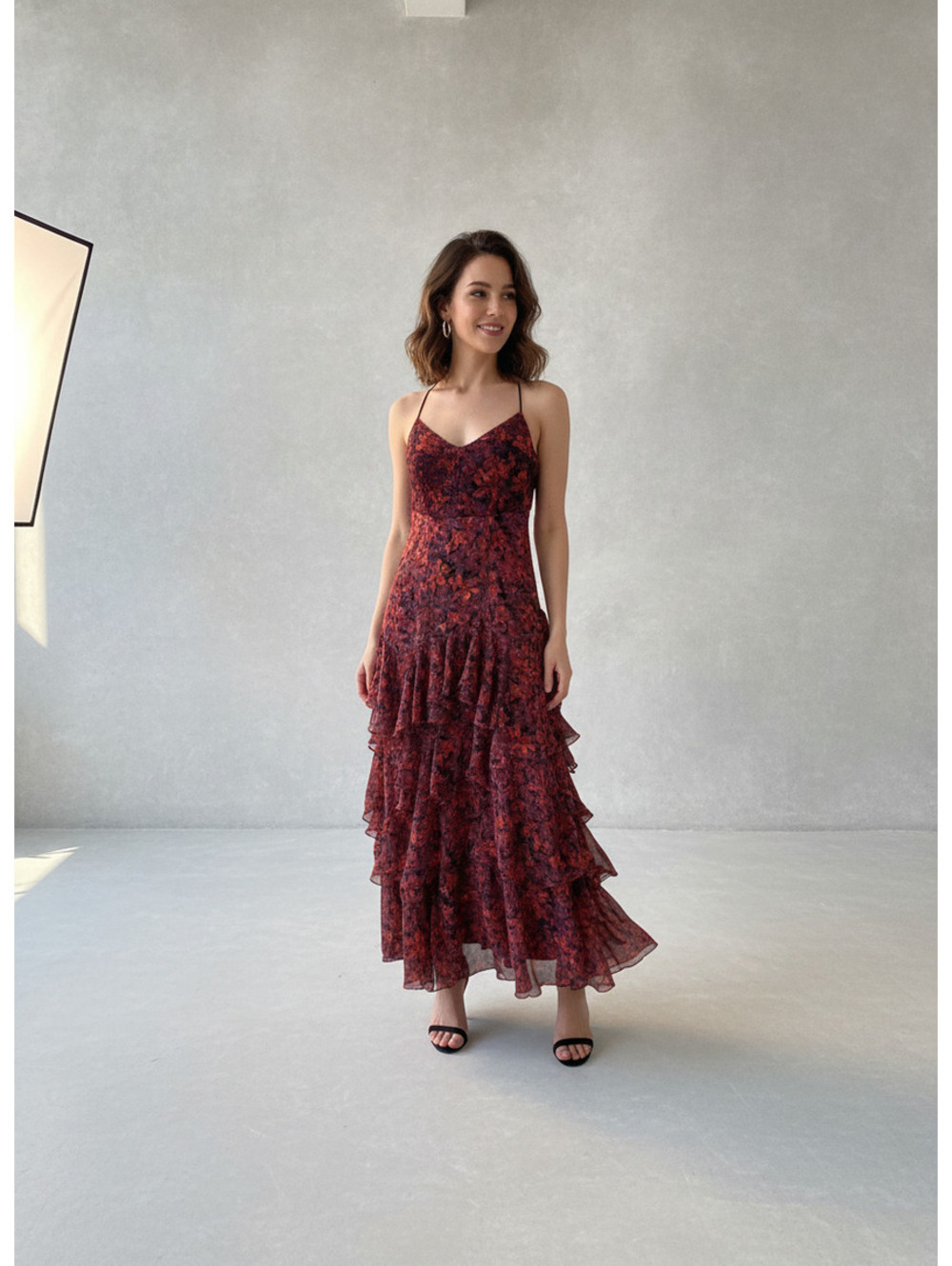 cinq à sept Floral Ruffled Maxi Dress Size 2